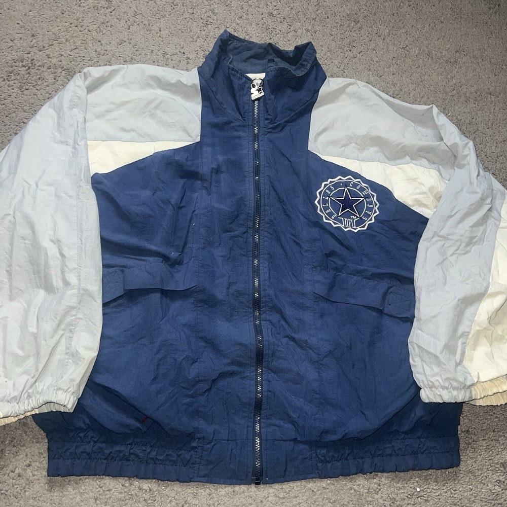 Vintage Dallas Cowboys Track Jacket Mens XL Blue NFL Football Logo Athletic 90s